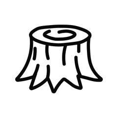 Black outline shows an isolated tree stump with visible growth rings on white background