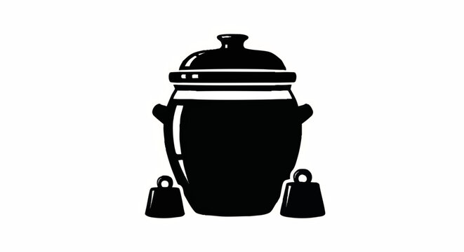 Korean onggi pot icon for fermentation. Traditional hangari jar silhouette. Flat vector illustration for kimchi and gochujang