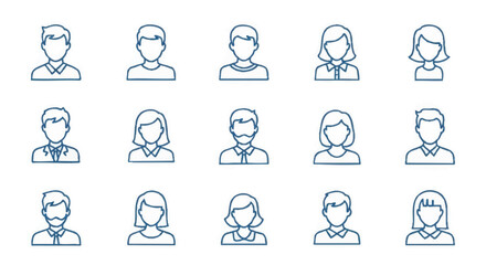 User profile line icon set. Collection of simple people and avatar symbols. Vector graphic for web and app UI design