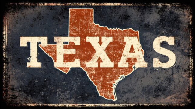 Texas state map with distressed vintage grunge texture