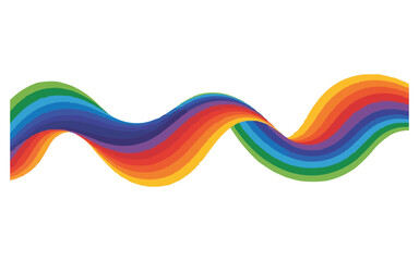 Vibrant rainbow wave with playful curves for creative design projects and joyful campaigns, perfect for adding a splash of color and positivity to your work