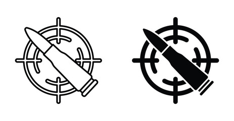 bullet target icon aim shoot symbol in black and white