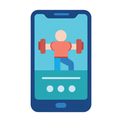 Fitness app on smartphone screen isolated on transparent background
