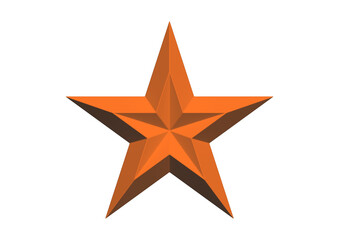 Orange star with sharp points isolated on transparent background, vector illustration