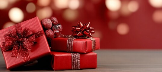 Festive Red Presents Create Magical Christmas Moments, Bringing Joy and Sparkle to Every Celebration