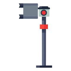 Modern surveillance camera on a pole isolated on transparent background