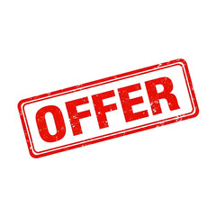 Red rubber stamp with the word offer in bold letters isolated on transparent background