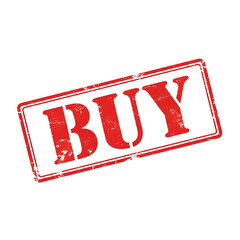 Red distressed rubber stamp with the word buy in bold letters isolated on transparent background