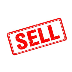 Red distressed stamp with the word sell in bold letters isolated on transparent background