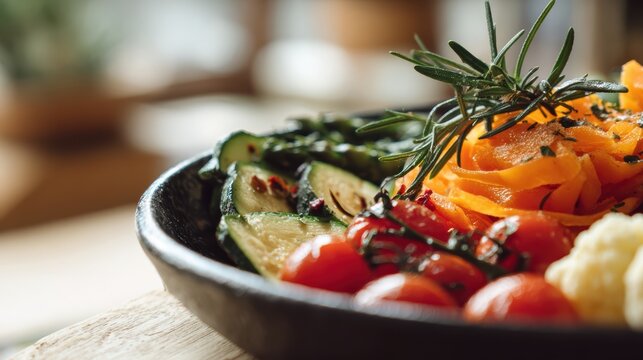 Close-up of a delicious sustainable meal made from fresh, locally sourced ingredients, symbolizing environmentally conscious food choices and healthy consumption concepts.