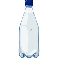 Clear Plastic Bottle With Blue Cap Filled With Water on Transparent Background