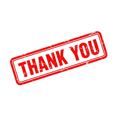 Red distressed grunge rubber stamp with the words thank you isolated on transparent background