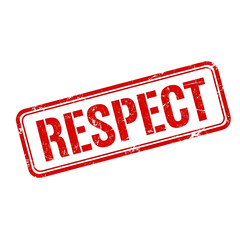 Red distressed stamp with the word respect imprinted on it isolated on transparent background