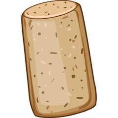 Cartoon Wine Cork Illustration on Transparent Background Isolated Closeup View