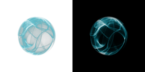 Two Abstract Spheres with Glowing Lines PNG Transparent Overlay for Modern Design Projects and creative ideas