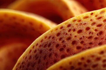 Close-up view of mango peel showcasing subtle color gradients and fine pore patterns in vivid detail