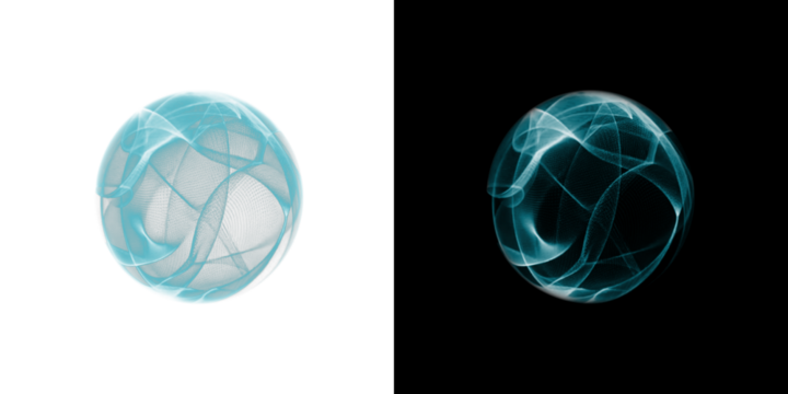 Two Abstract Spheres with Glowing Lines PNG Transparent Overlay for Modern Design Projects and creative ideas