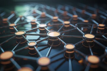 Intricate ai-generated network connection with glowing nodes and futuristic data flow