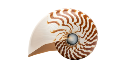 Nautilus shell cross section isolated on transparent background