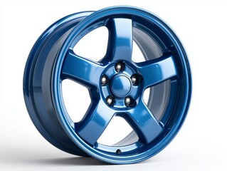 Obraz premium A blue wheel on a white background