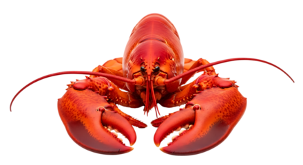 Whole cooked red lobster isolated on transparent background