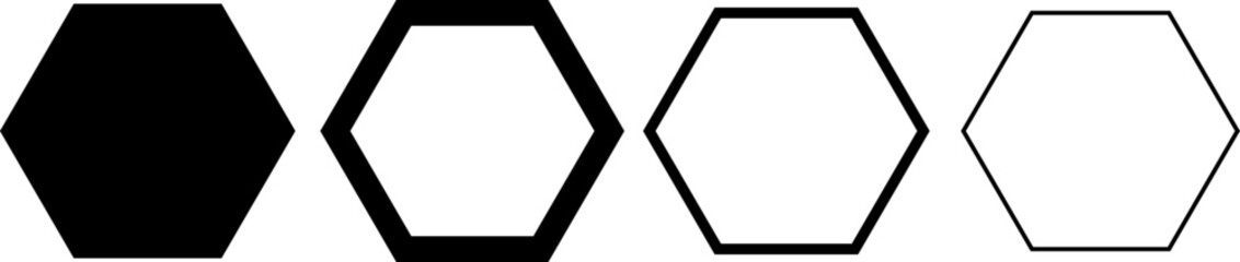 Hexagon vector icons. Set of geometric shapes isolated outline