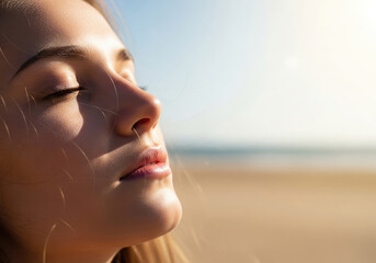 Wellness and Self Care: A Young Adult Connecting with Nature and Sunlight.