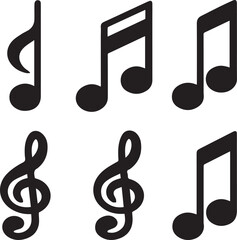 Music Notes Silhouette Vector Set, Music Notes Vector