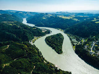 Danube cutting through Strudengau region in Austria