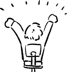 納品をしてバンザイをする人のイラスト