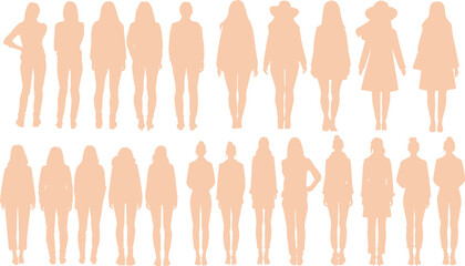 女性のシルエットイラストセット