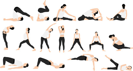 ダイエットする女性のイラスト(ストレッチ)	