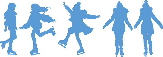 スケートをする女性のイラスト