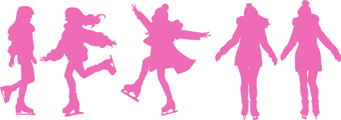 スケートをする女性のイラスト