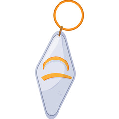 Diamond Shaped Hotel Key Card Holder With Orange Ring In The Middle On A White Background