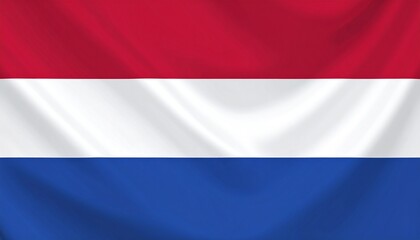 Obraz premium Netherlands national flag with vivid red, white, and blue horizontal bands, symbolizing unity, heritage, and national pride.