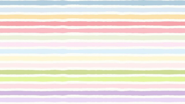 Animated pastel rainbow stripes seamless vector background, hand-drawn horizontal motion