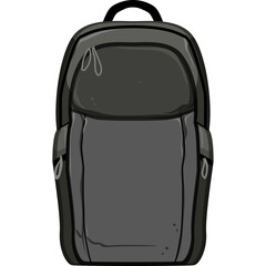 Dark Gray Backpack With Multiple Pockets And Zipper Details Isolated On A White Background