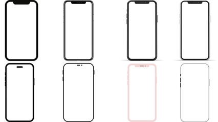 Smartphone mockup template for app ui design and website presentation with mobile phone device vector set