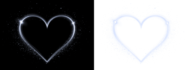 luminous heart motifs outlined in neon complemented by textured spray