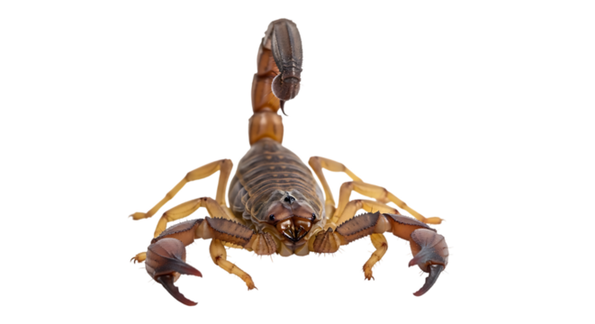 Scorpion with raised tail isolated on transparent background