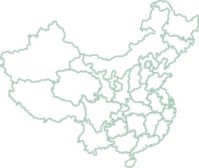 Outline Map of China Vector Illustration on White Background