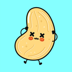 Cute peanut cartoon character feeling dizzy and confused