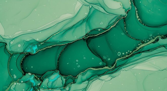 Abstract emerald green swirling ink fluid art texture