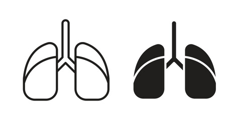 Asthma icon doodle set. editable outline stroke vector eps