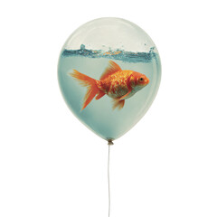 A goldfish in a water balloon