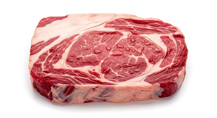 Fototapeta premium Raw marbled ribeye steak isolated on white background