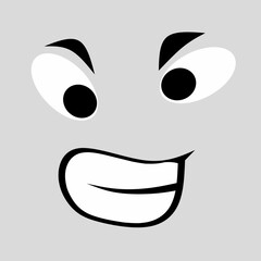 Vector illustration of a happy cartoon face with wide open eyes and a big smile. 