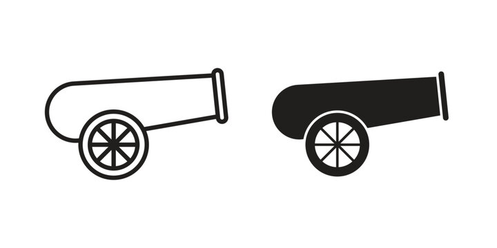 Cannon icon doodle set. editable outline stroke vector eps