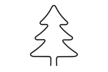 Fototapeta premium Christmas tree outline icon in a simple black line style, perfect for holiday greetings, symbols, or seasonal designs